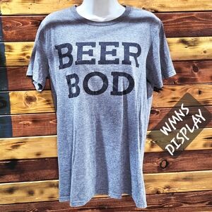Anvil Beer Bod Heather Gray Novelty Humor Graphic Tee Shirt Medium M unisex